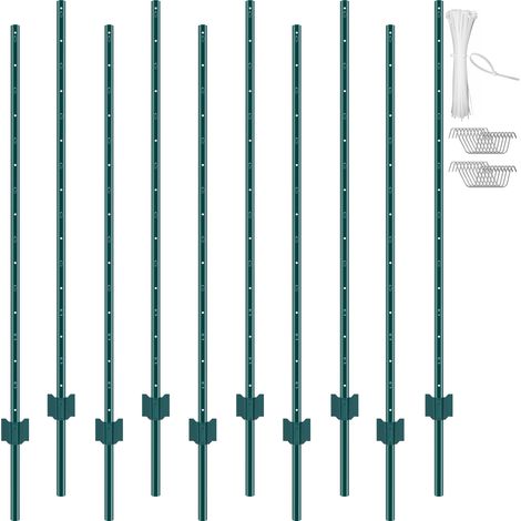 VEVOR 5ft T-Pfosten, 10er-Set, langlebige Gartenzaunpfosten aus Stahl, ideal für Höfe, Bauernhöfe und Außenzäune, grün (1/5)