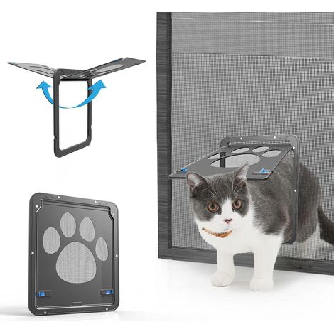 Moustiquaire à porte avec serrure chat, facile à poser, filet anti-insectes pour petit/moyen chien ou chat, moustiquaire aimantée sans perçage, protection animaux domestiques, installation rapide, mai (1/5)