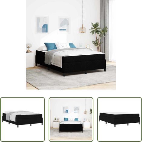 vidaXL Stoffbett - Boxspringbett Schwarz 140 x 200 cm Stoff (1/5)