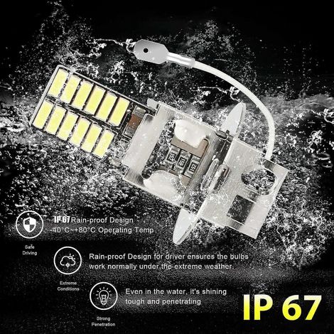 Kit de conversion de 4 ampoules LED H3 ultra-lumineuses 24 LED pour feux de brouillard et feux de jour (DRL), blanc 6000K (1/5)