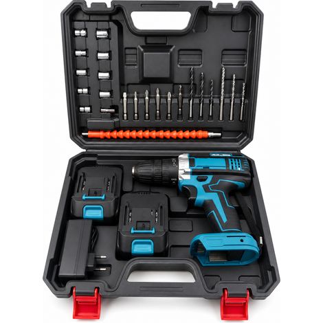 Perceuse Visseuse sans Fil 21V Double Vitesse Bleu Coffret (1/5)