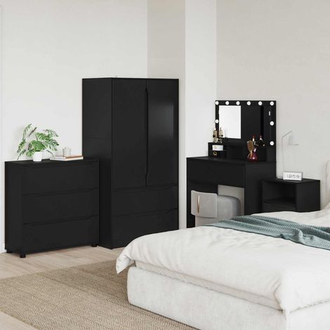Armoire de rangement à 3 tiroirs en bois d’ingénierie noir 80 x 31 x 81 cm - PANGIVO (1/5)