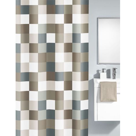 Kleine Wolke Duschvorhang Check taupe 180x200 cm Duschvorhänge (1/2)