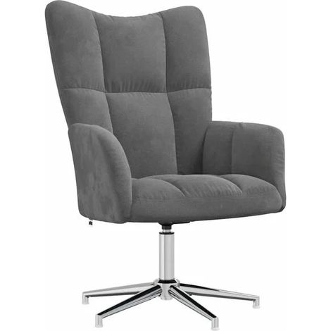 Fauteuil lounge en velours gris foncé (1/5)