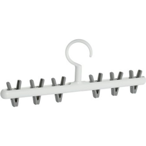 Cintre pour chaussettes avec 6 clips détachables Rotation à 360 ° Gain de place Serviette de séchage Couches Vêtements de bébé Sous-vêtements Gants Soutiens-gorge (Blanc) (1/5)