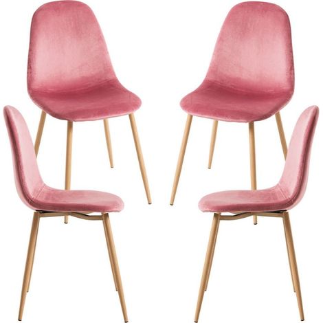 Packs Sillas Comedor - Pack 4 Sillas Teok Terciopelo - Rosa (1/5)