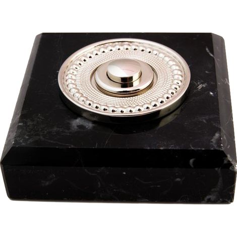 Sonnette Rosenheim filaire marbre noir collerette perlée chrome
