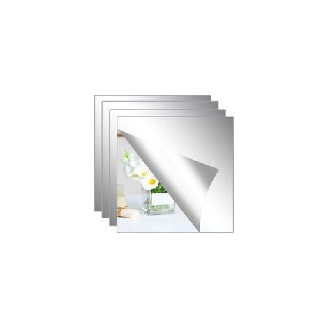 Pièces Miroir Adhesif Mural 30x30cm, PET Miroir Autocollant Adhésif Carrés Flexible, Decoration Grand Mural Collant pour Salle de Bain, Sport Salon, Chambre (1/5)