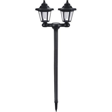 Lampe solaire hexagonale à double tête pour jardin, éclairage automatique, idéale pour les cours et les parcs.-AquaForge (1/5)