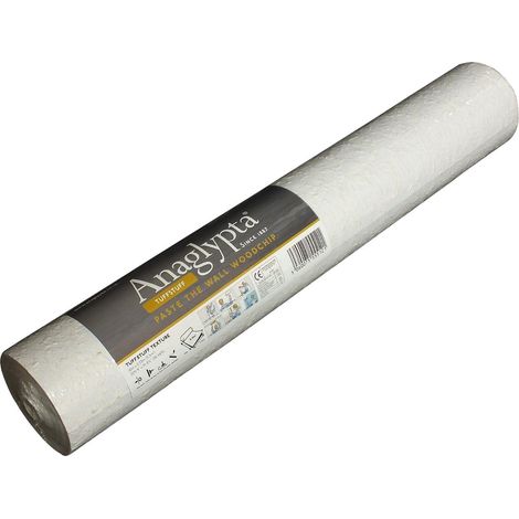 Anaglypta Tuff Stuff Woodchip Wallpaper White Paintable Medium Grade Paste Wall (1/4)