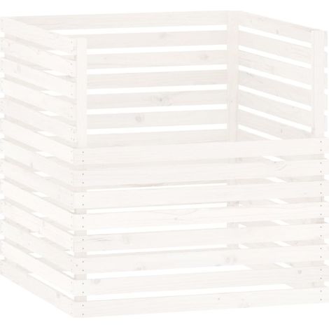 Composteur Blanc 100x100x102 cm Bois massif de pin