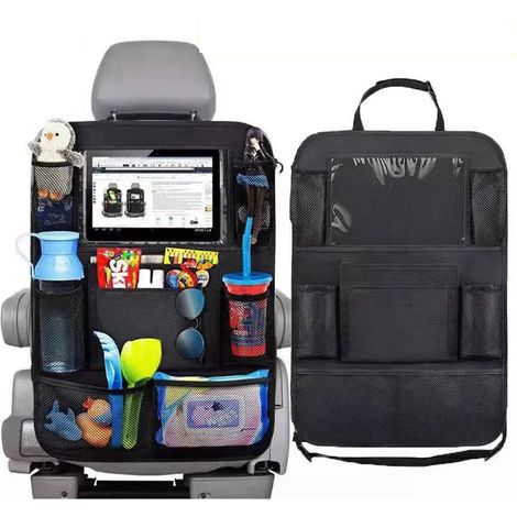 Protezione sedile auto, 2 tasche portaoggetti per sedile posteriore bambino, protezione sedile auto impermeabile con tasche di grande capacità e supporto speciale per tablet iPad (1/4)