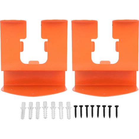Soporte de pared resistente para desbrozadora, ideal para garaje, jardín o casa.
