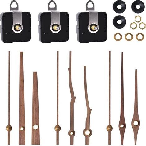 Mécanisme d'Horloge à Quartz Silencieux avec Aiguilles en Bois de Noyer - Kit de Remplacement pour Horloge Murale 30 cm, Durable et Précis (1/4)