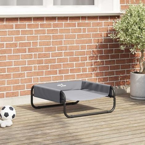 Panier pour chien gris clair, 57 x 57 x 24 cm, en acier.