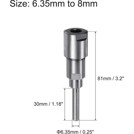 QUARKZMAN Router Chuck Extension Converter 6.3mm to 8mm (1/3)