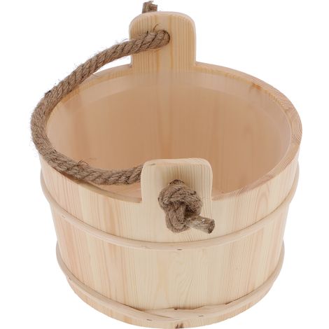 Seau de sauna de 6 litres, accessoires pour hammam et spa, grand tonneau en bois pour douche et piscine. (1/5)