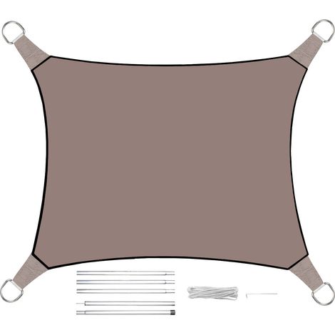 Sonnensegel Rechteckig 4x3m Braun mit Stangenset - Sonnenschutz für den Garten (1/5)