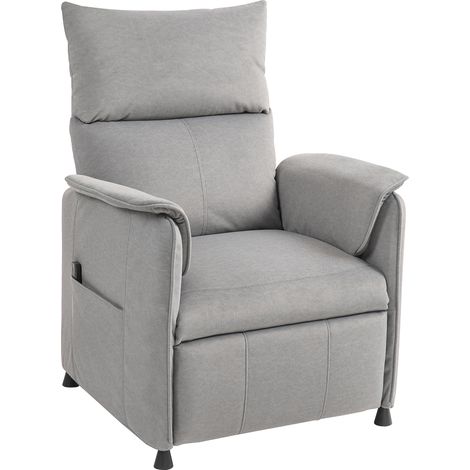 Poltrona Elettrica Relax mit Fernbedienung und Fußstütze, Samtbezug, 80 x 83 x 104 cm, Grau