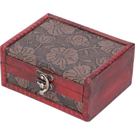 Boîte à bijoux vintage à motif floral, boîte de rangement décorative en bois