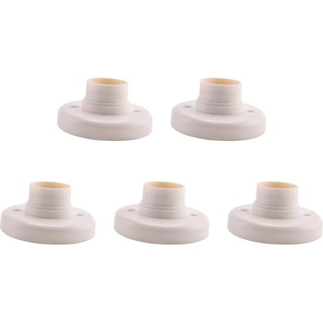 5 x E27 rond plastique base vis ampoule lampe prise support blanc (1/5)