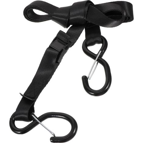 1 pièce Sangle d'Arrimage avec Crochets et Boucle Autobloquante, Noir, 3m x 25mm Sangle(noir) (1/5)