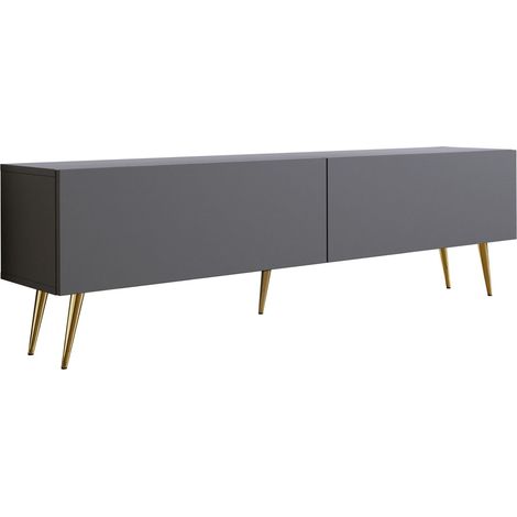 Meuble TV : Anthracite, pieds dorées, 170 x 52 x 32 cm (1/5)