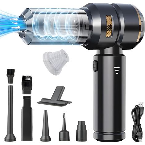 Tragbarer Mini-Akku-Staubsauger (4-in-1), leistungsstarker Zyklonstaubsauger mit 23000 Pa Saugleistung, USB-aufladbarer Autostaubsauger, schwarz (1/5)