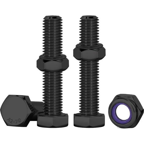 Boulon M6, 10 Pcs Boulons à Six Pans Avec écrous Assortiment Noir M6 X 40mm Acier Inoxydable A2 V2A Vis Inox Et écrous Pour Meubles, Voitures, Vélos, Bateaux, Impression 3D (1/5)