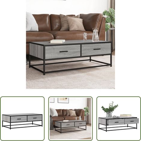 Couchtisch - Couchtisch Grau Sonoma 100x50x35 cm Holzwerkstoff und Metall (1/5)