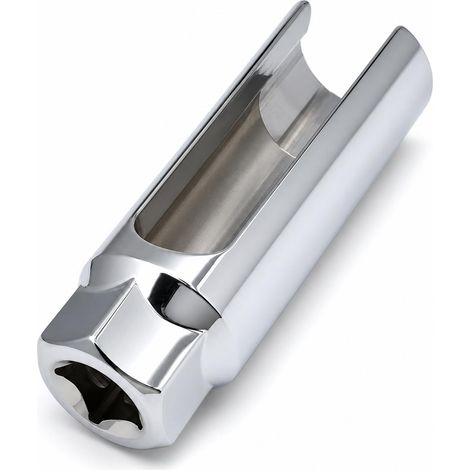 1 Pièce Douille Sonde Lambda 22mm, Douille Sonde Lambda 1/2" Argentée à Grande Ouverture, Outil pour Capteur d'Oxygène Automobile, Démontage Avant et Arrière (1/5)