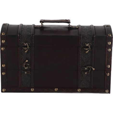 Coffret à bijoux vintage en bois massif, grande capacité, boîte de rangement pour colliers et bagues (1/5)