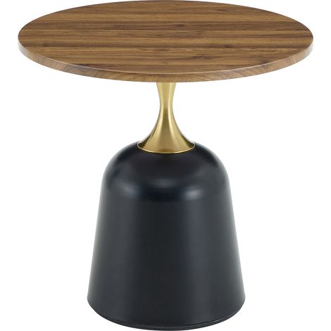 Table d'appoint ronde 60 cm avec plateau style noyer et structure métallique (1/5)