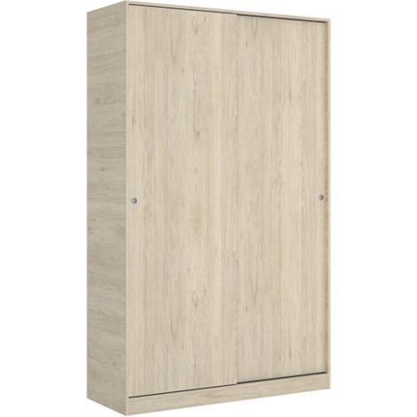 Pegane – Armoire à portes coulissantes 120x50x204 cm en panneau de particule – Côté avec étagère et barre de suspension – Assemblage facile