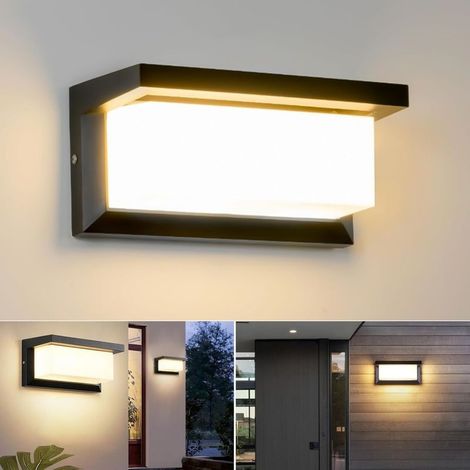 18W Wall Wall-mounted Outdoor Modern, IP65 Waterproof Lamp Outdoor Rectangular in Aluminum for Terasse of Garden Outdoor, Pathway, Patio, Villa, Hallway, Garage, 260 x 125 x 125 mm (1/5)