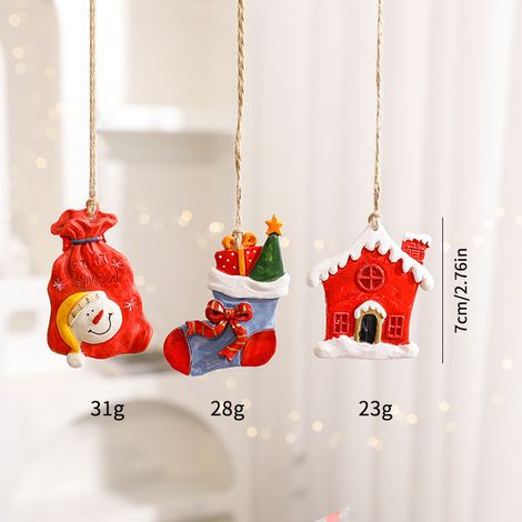 Ornements en métal pour arbre de Noël (lot de 2) — Ornements suspendus de Noël : Père Noël, bonhomme de neige, bas de Noël, traîneau. Décorations pour arbre (1/4)