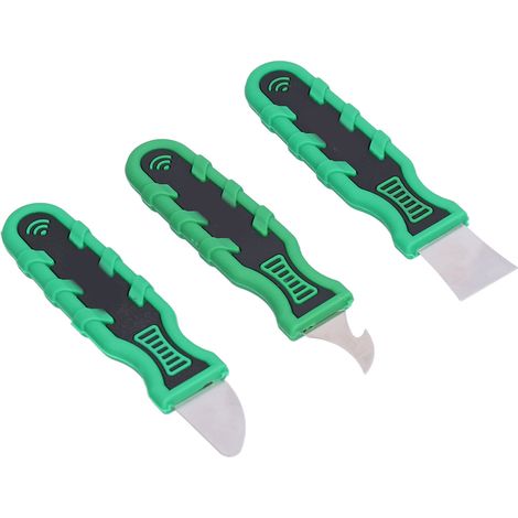 Kit de 3 grattoirs à colle en acier inoxydable, formes variées pour décapage et enlèvement d'adhésifs (1/5)