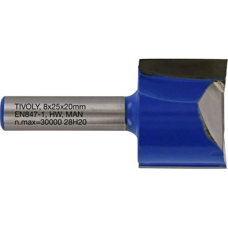 Tivoly • Fraise de Défonceuse à Rainurer Droit • Ø25mm • 2 Lames en Carbure • Tige Ø8mm • Pour Travail du Bois