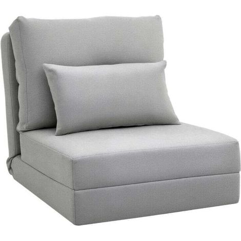 Fauteuil de sol avec matelas pliable, design 2-en-1, coussin amovible, dimensions 60 × 80 × 56 cm, couleur gris (1/5)