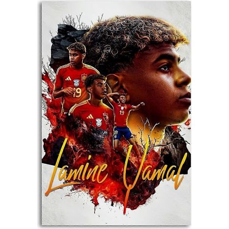 Poster décoratif Euro Soccer Star Lamine Yamal - Idée cadeau pour la maison - Décoration murale - Cadeau idéal pour la chambre, le bureau ou le salon - Toile décorative 50x70cm (1/5)