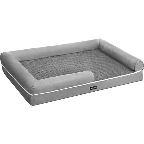 Panier pour chien orthopédique canapé lit pour animaux rembourrage moelleux bords rehaussé housse amovible et lavable 120 x 85 x 25 cm antidérapant gris clair