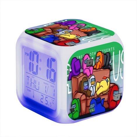 Réveil lumineux LED pour enfants, figurine de jeu colorée avec lumière clignotante, horloge de bureau changeant de couleur. (1/5)