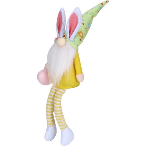 Zwergenpuppe, Stoffhase, Elf, Gnom, Ornamente, lange Beine, Wohnzimmertischdekoration, gelb (1/5)