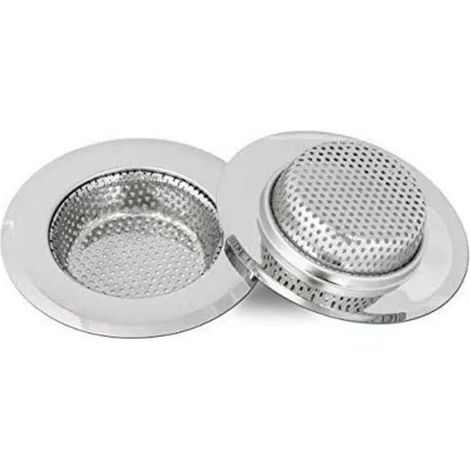 Crépine d'évier, crépine d'évier en acier inoxydable, grille d'évier, profondeur 18 mm, 2 pièces 7 cm (petite) (1/4)