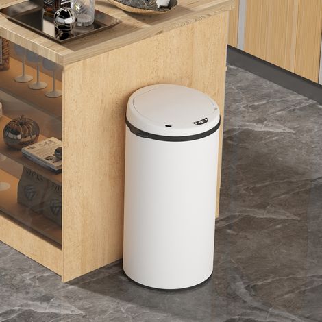 Hobag – Poubelle automatique 42 L en acier inoxydable – Ouverture sans contact avec capteur – Fermeture automatique après 5 secondes – Compatible sacs standards