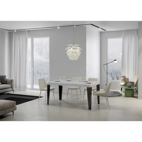 Tavolo allungabile 130/234x90 cm Flame bianco frassino gambe antracite (1/4)