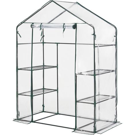 Serra da giardino in acciaio e PVC con ripiani integrati 140 x 73 x 195 cm 030008250