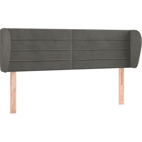 Testiera accessorio letto mobile camera da letto con bordo laterale 147 x 23 x 78/88 cm tessuto velluto grigio scuro TDL0204989