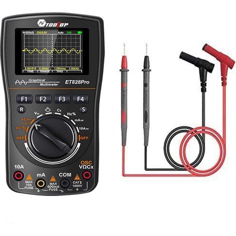Oscilloscope portable professionnel TOOLTOP ET828Pro 10 MHz 50 Mbit/s, multimètre, voltmètre, ampèremètre, oscilloscope automobile (1/5)