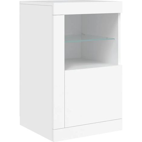 Mueble auxiliar de diseño contemporáneo con iluminación LED 41 x 37 x 67 cm madera de ingeniería blanca 020049363 (1/5)